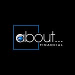 The logo for About Financial from About Consulting Group Ltd. The words About Financial appear against a black background. The A of About is styled to include a letter F wrapped around a blue ball - a reflection of the origins of this brand in the brand Fortica.