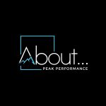 The logo for About Peak Performance - part of the About Consulting Group Ltd. The words About Peak Performance appear against a black background. The A of About is styled to look like a mountain.